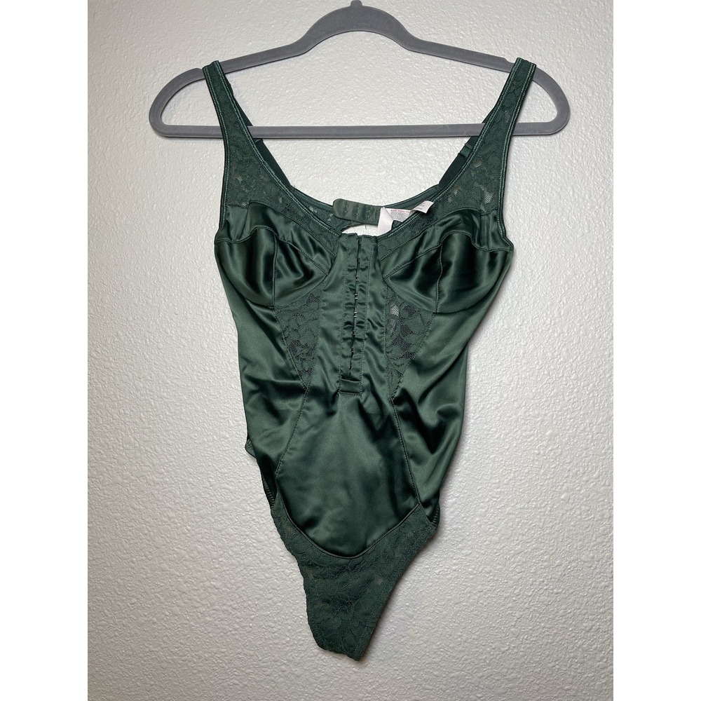 Urban Outfitters Green Satin & Lace Corset Bustier Bodysuit‎ Out from Under Sz M